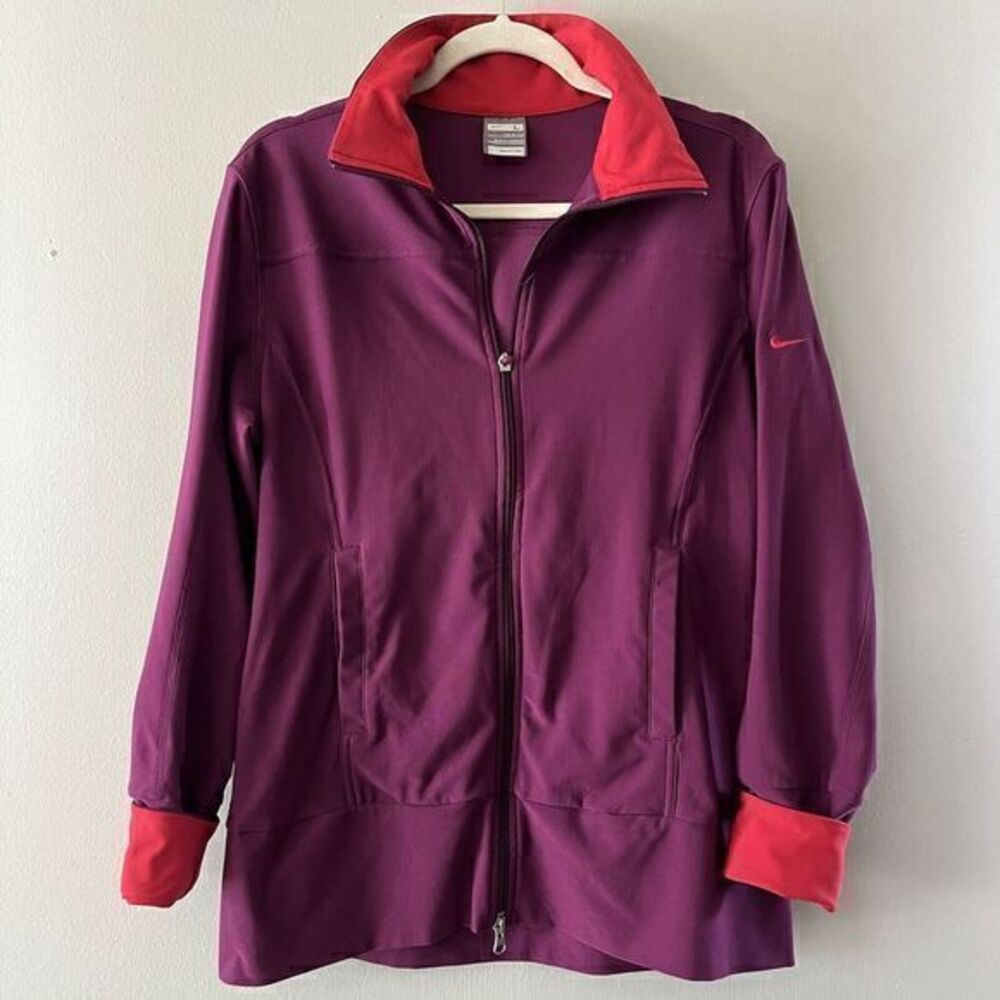 Nike Fit Dry Track Sweat Warmup Jacket Top Mens Size Large Burgundy Full Zip 189